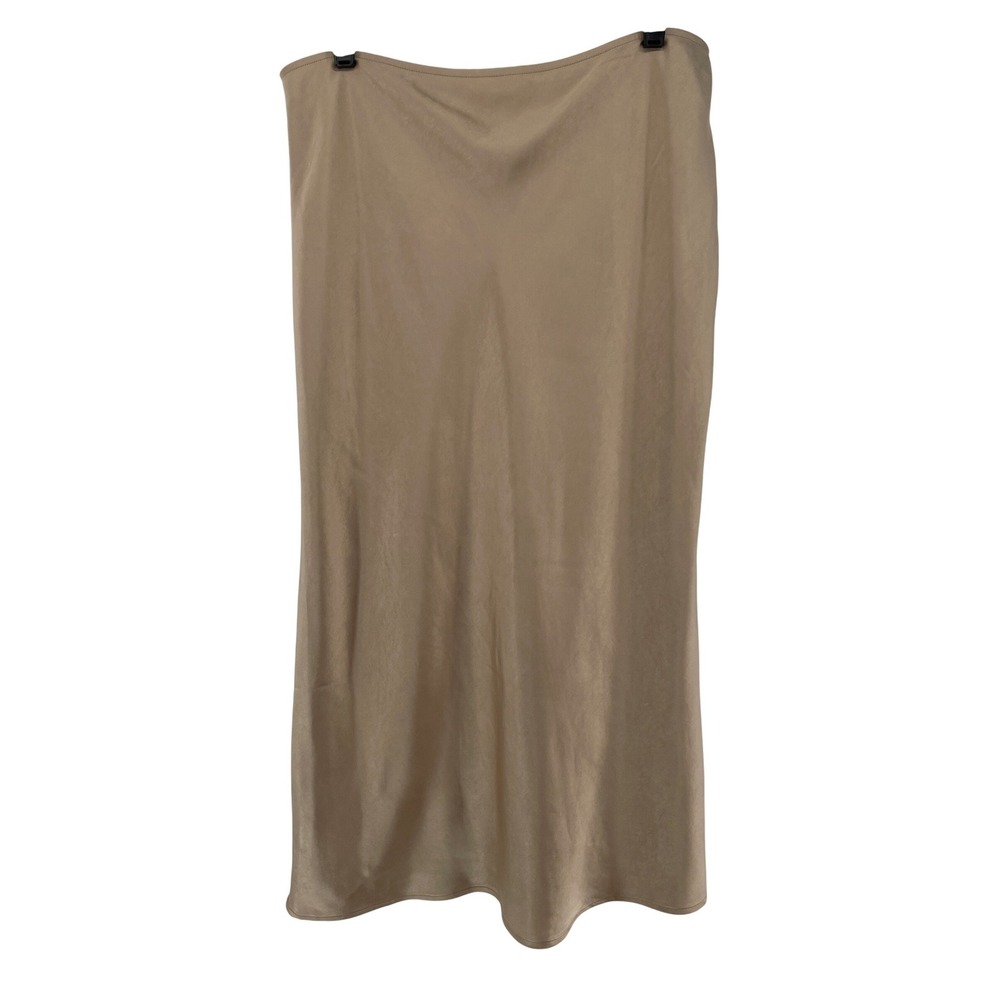 Old Navy Satin Midi Slip Skirt Women XL Champagne Beige Bias Cut Chic Capsule
